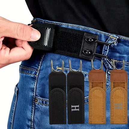 Adjustable Elastic Waistband Buckle with Magic Tape & Metal Hooks