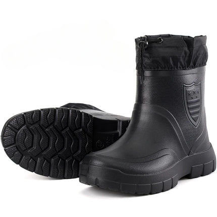 2024 Versatile Men's Rain Boots Waterproof outdoor lightweight shoe Velvet fashion short boot Casual comfort male water shoes