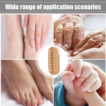 Nail Brush Wooden Reusable Boar Bristles Manicure Double-Sided Nail Cleaning Brush for Women Men Adults Elderly Teens Home