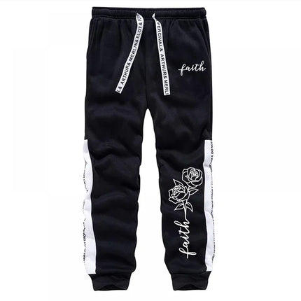 Faith Flower Print Hoodie and Sweatpants 2pcs Set Men/women Daily Casual Sports Hooded Outfit Autumn Unisex Fashion Jogging Suit