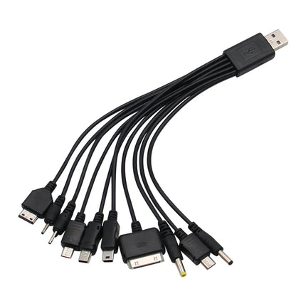 10In1 USB to Multi-ports USB Cable Universal Phone Charging Cable Multi-head Charging Cable Cord For Samsung Nokia - product