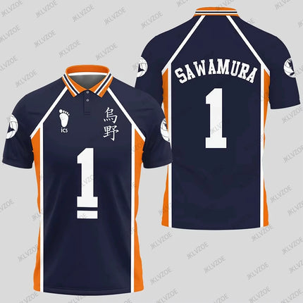 Anime Haikyuu Hinata Cosplay Polo Shirts Summer Shorts Sleeve Men Polos Volleyball Uniform Japan Sports Jerseys Kids Adult Tops