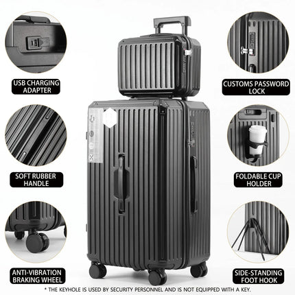 Ultra-Large Capacity Thickened Suitcase Set ABS+PC Material Trolley Case  USB Charging Interface Universal Wheels Luggage