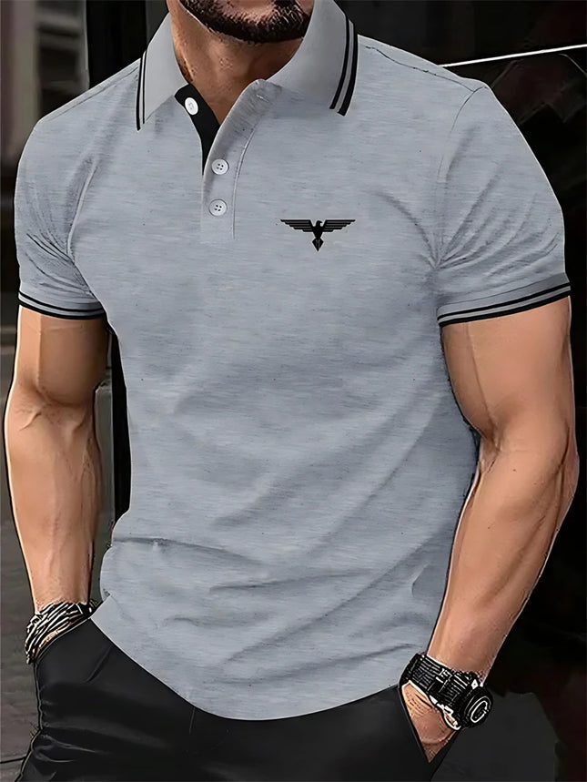 Simple Fashion Contrast Color Polo Shirts For Men Summer Casual Short Sleeve 3D Printed Polo Shirt Loose Breathable Basic Tees