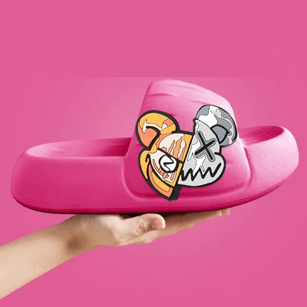 Mo Dou Women's Slippers EVA Thick Soft Sole Home Shoes Double-sided Bear for Outdoors Non-slip Deodorant Fashionable for Men