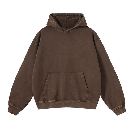 2024 Autumn Winter Men 420gsm Hoodies Streetwears High Street Heavy Weight Washed Cotton Sweatshirts Brand Tracksuit