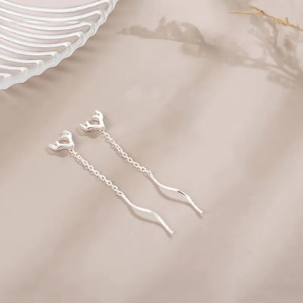 French Luxury Sweet Romantic Long Zircon Tassel Twisted Earrings for Women Temperament Wedding  Banquet Jewelry Gift