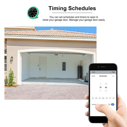 Tuya SmartLife WiFi Garage Door Opener with 3MP Camera Remote Control Two Way Audio Night Vision Recording Alexa Google Support