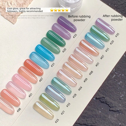 New Nail Mirror Bright Plating Aurora Chrome Powder for Nails Moonlight Pearl White Rubbing Powder Manicure Chrome Flash Dust
