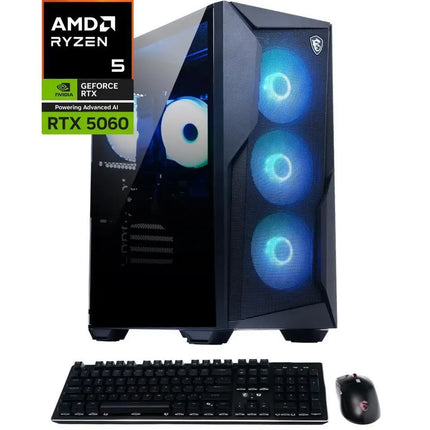 MSI Codex Z2 B8NVL-694US Gaming Desktop PC, AMD Ryzen 5 8400F 6-Core, GeForce RTX 5060 8GB GDDR7, 16GB DDR5, 1TB NVMe Gen4 SSD, Wi-Fi 6E, Windows 11 Home
