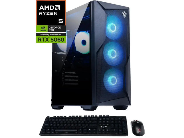 MSI Codex Z2 B8NVL-694US Gaming Desktop PC, AMD Ryzen 5 8400F 6-Core, GeForce RTX 5060 8GB GDDR7, 16GB