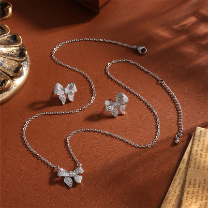 Classic Sweet Cute Bowknot Crystal Zircon Stud Earrings For Women Romantic Trend Delicate Wedding Party Jewelry Accessories