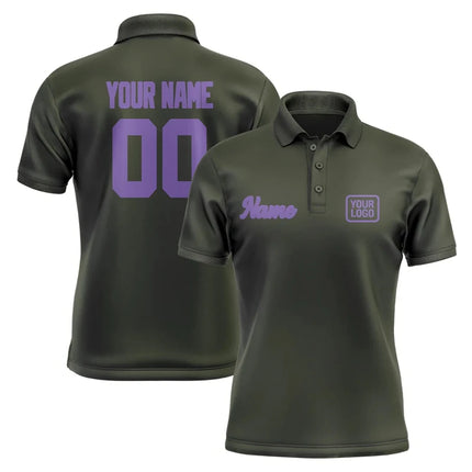 Personalized DIY Dark Olive Polo Shirts Customized Name Team Name Logo Number Team Uniforms Loose Darts Bowling Billiards Tops