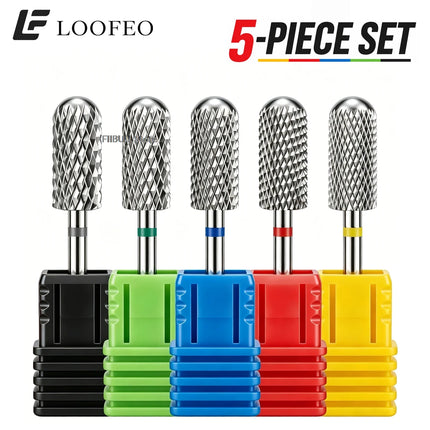5pcs Stainless Steel Nail Drill Bit for Gel Removal Cuticle Burr Bits Milling Cutter For Manicure Pedicure Nail E-File Bit Set