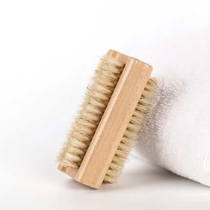 Nail Brush Double Sided Wood Handle Soft Bristle For Manicure Pedicure Dust Clean Nail Care Tool Salon Beauty Accessory