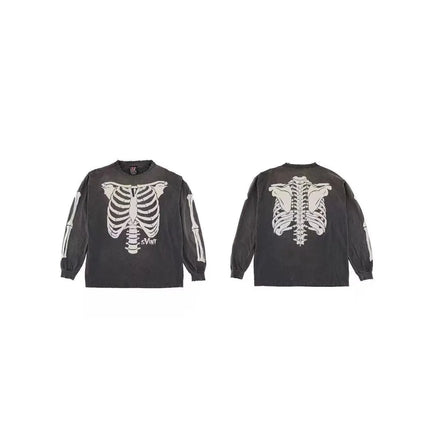 Saint O-Neck Long Sleeve Black Letter Arrival Washing Oversize Coat Loose T shirt Men Women High Quality Tee Simple Cotton Print