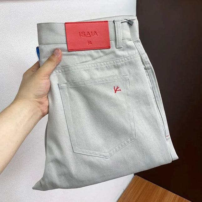 BLLIYOSS 2025 Nuevo Pantalón Casual Bordado Producto Tiempo Libre Transpirable exteriores Talla grande 30-40 Pantalón de tela de algodón recombinado