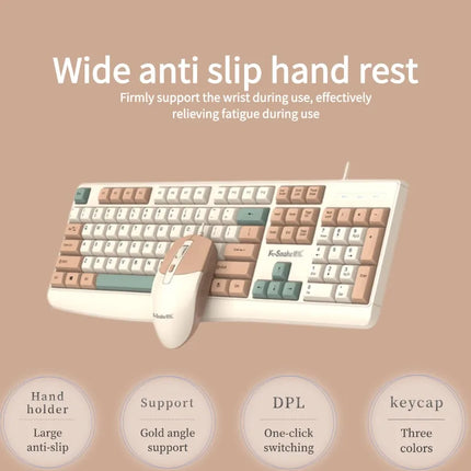 K-snake KM300 Wired Keyboard and Mouse Set USB Ergonomic Desktop Laptop Keyboard and Mouse Home Office - product image from B
