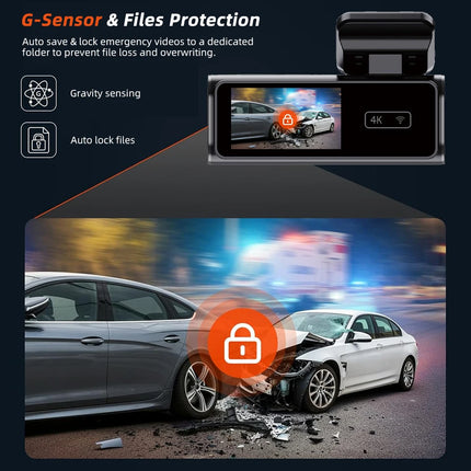 4K Dash Cam Front and Rear Dual Lens Car DVR Camera with WiFi GPS 1080P Night Vision 170° Wide Angle Parking Monitor Loop Record