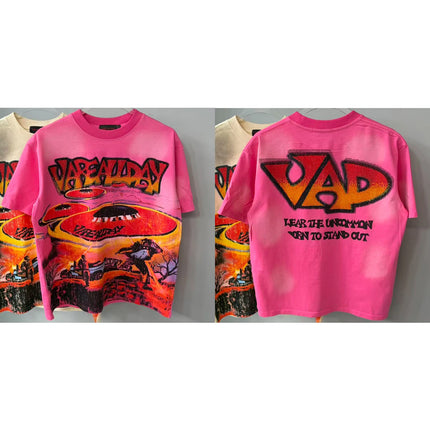 Street Trend Hip-hop Retro VARE ALL DAY Short-sleeved Casual Round-neck Men's Women's T-shirt Top