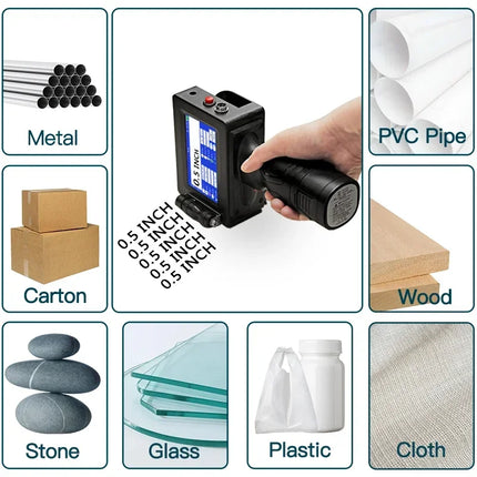 Phezer 12.7/25.4mm Handheld Inkjet Printer QR Code Barcode Batch Code Date Number Logo Expiry Portable Label Printer