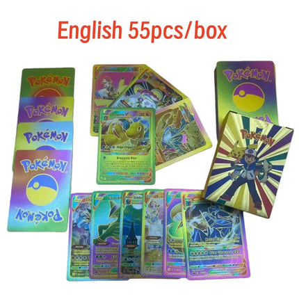 New 55pcs/box Pokémon Vstar Vmax GX English Colorful Cool Cards Rare Collection Battle Trainer Card Children Toys Gifts