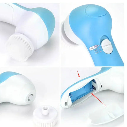 Electric 5 IN 1 Electric Facial Cleaner Brush Wash Machine Spa Skin Care Massage Blackhead Cleaning Facial Cleanser Tools