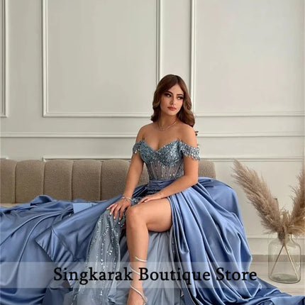 Champagne Beading Evening Dress 2026 Crystals Beading Prom Party Wedding Party Gowns With Detachable Train Vestidos Customized