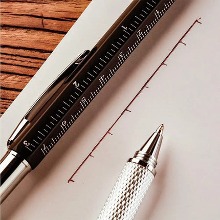 7 In 1 Multifunctional Pen Touch Screen Stylus Capacitive Pen With Screwdriver Ruler Levelgauge Refillable - product image fr