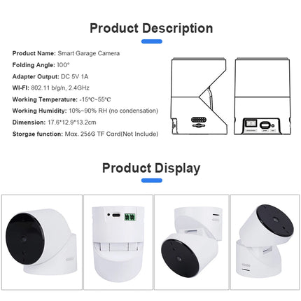 Tuya SmartLife WiFi Garage Door Opener with 3MP Camera Remote Control Two Way Audio Night Vision Recording Alexa Google Support