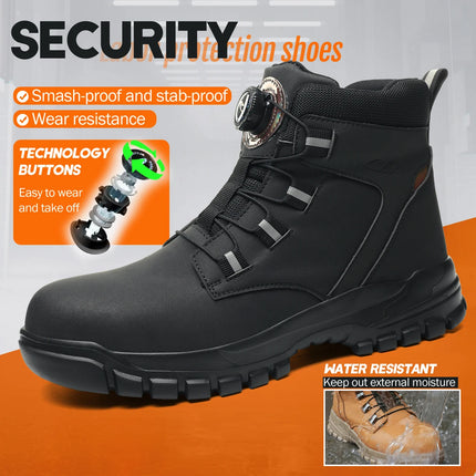 Rotating Button Work Shoes for Men Anti Puncture Protective Boots Sneakers Waterproof Work Safety - product view 3