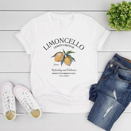 Limoncello T-Shirt Italy Lemons T-shirt Women Short Sleeve O-neck T-shirts Graphic T Shirts Amalfi Coast Italian Summer Tops