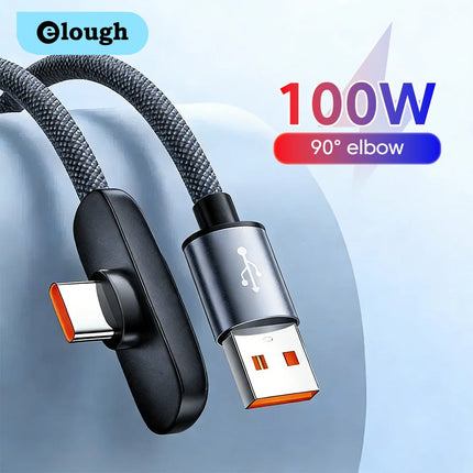 100W USB to USB-C Fast Charging 90° Elbow Data Cable PD USB-C Super Charging Game Cable for Samsung S23 S22 Huawei - product