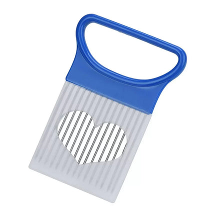 Effortlessly Slice Onions With This 1pc Colorful Onion Slicer Kitchen Stainless Steel Potato Chip Onion Holder - product imag