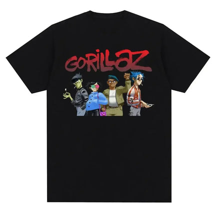 Music Band Gorillazs Punk Rock Print T Shirt 90s Casual Fashion Short Sleeve Plus Size T Shirt Unisex