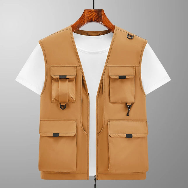 Chaleco multi-bolsillo de talla grande 6XL para hombre y mujer, chaleco deportivo de pesca al aire libre, ropa de trabajo para fotografía, chaleco cargo informal 5XL 4XL