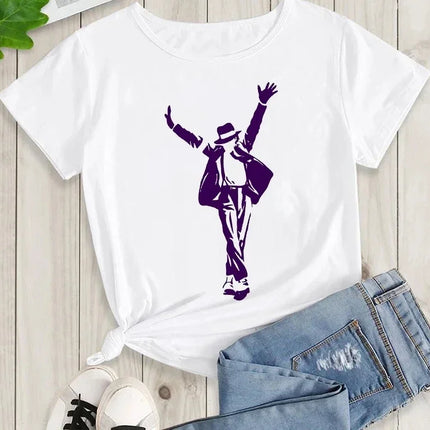 Michael Jackson Graphic Printed Tshirt Harajuku Rock Fashion Casual Short Sleeve Crew Neck Plus Size T Shirt Women