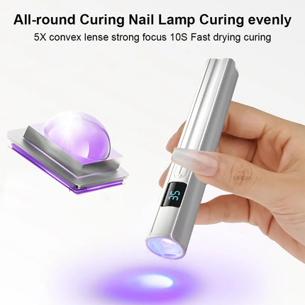UV Led Nail Lamp for Gel Nails Portable UV Nail Light Fast Curing Nail Art Rechargeable Handheld Mini Nail Dryer Lamp for Home
