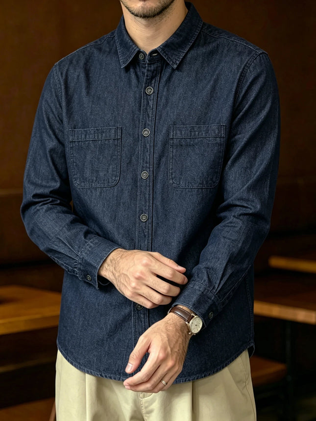 2026 Frühjahr/Sommer Neues Herren Light Business Jeanshemd, Elegantes italienisches Button-Down-Freizeit-Pendler-Formale-Oberteil