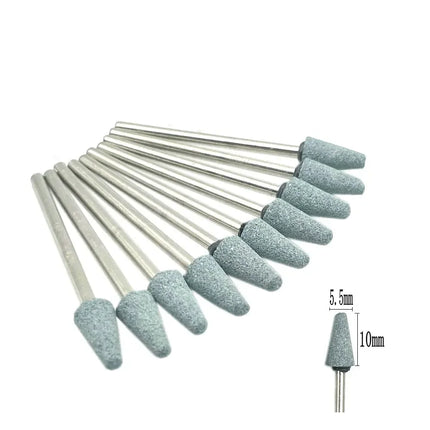 10pcs/set Corundum Nail Drill Bits 3/32" Rotary Ceramic Stone Burr Cutters for Manicure Nails Accessories Tool