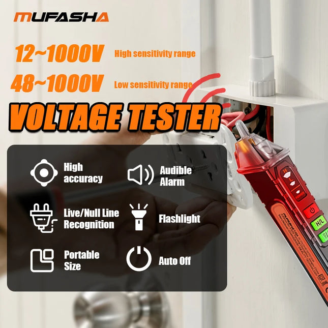 MUFASHA Non-Contact Voltage Detector Electrical Pen AC Voltage Tester Smart Breakpoint Finder 12-1000V - product image 2