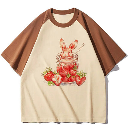 Strawberry t-shirts women elegant Tee girl Japanese graphic streetwear clothing