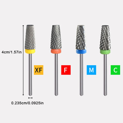 Tungsten Carbide Electric Nail Drill Bits,Nail Carbide Bit, 3/32" Shank Tapered Bar, Professional Manicure Pedicure Tool
