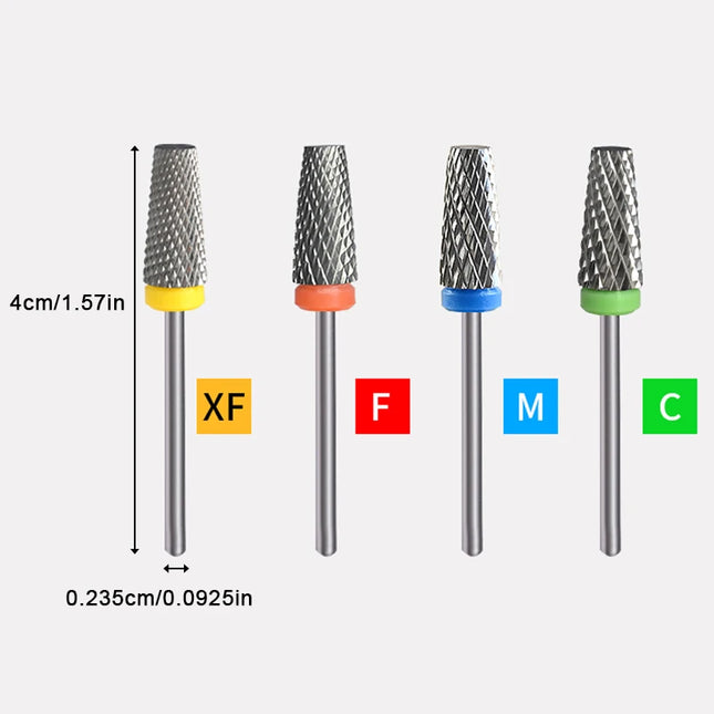 Tungsten Carbide Electric Nail Drill Bits, Nail Carbide Bit, 3/32" Shank Tapered Bar, Professional - product image 2