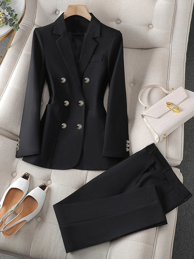 Women's Double-Breasted Slim-Fit Blazer Set | High-End Professional Commuter Outfit for Spring & Autumn - product image 6