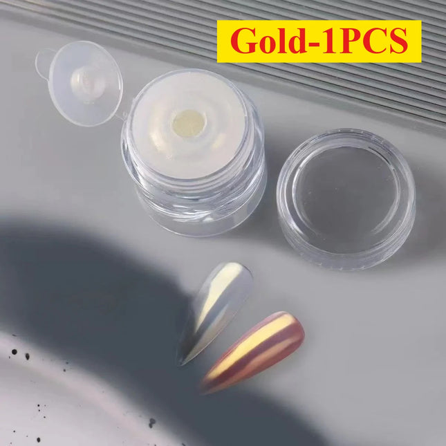 Nuevo Polvo Espejo para Uñas Brillo Aurora Cromado para Uñas Polvo de Frotar Blanco Perla Luz de Luna Manicura Polvo Cromado Brillante