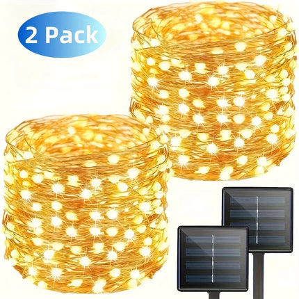 Outdoor LED Solar Fairy String Lights Waterproof Garden Decoration Garland 8Modes Copper Wire Light For Street Patio Christmas