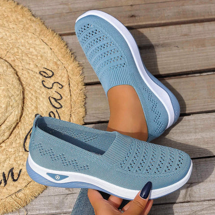 Women's Breathable Knit Sneakers Spring Summer Lightweight Casual Walking Shoes Microfiber Durable All Season Outdoor Daily