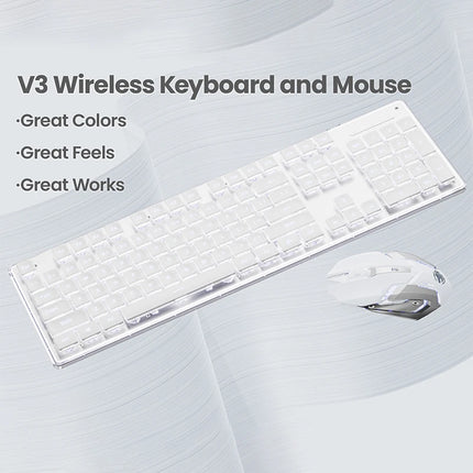 EWEADN V3 wireless Silent Office keyboard and mouse set,104 Keys Full Size with Pudding Keycaps, for Games and - product imag