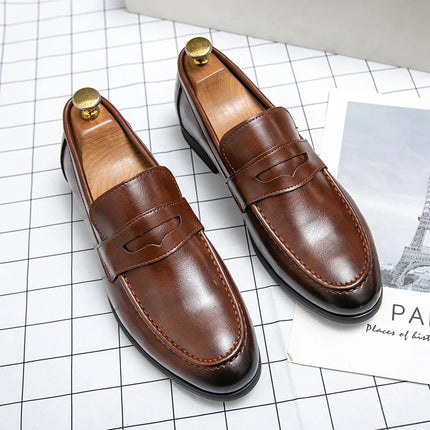 Men Casual Leather Shoes Dress Leather Loafers Men Classic Casual Business Shoes Trend Formal Party Social Leather Shoes Male